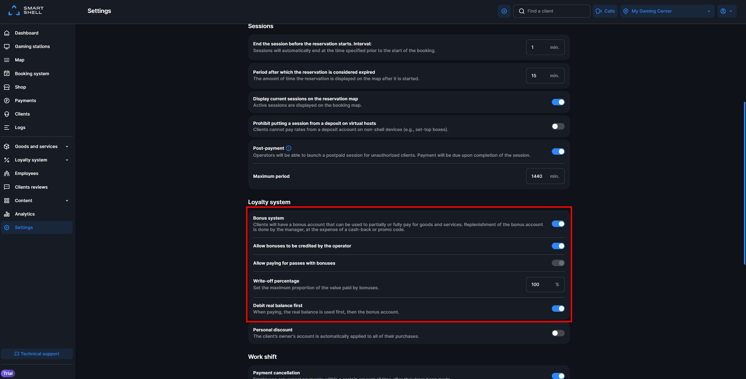 Loyalty system in settings.png