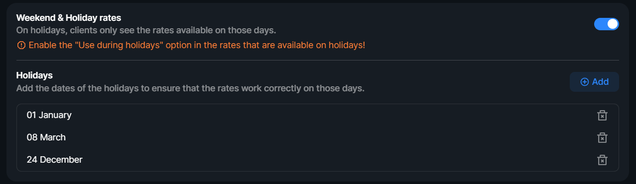 Weekend and Holiday rates setting.png