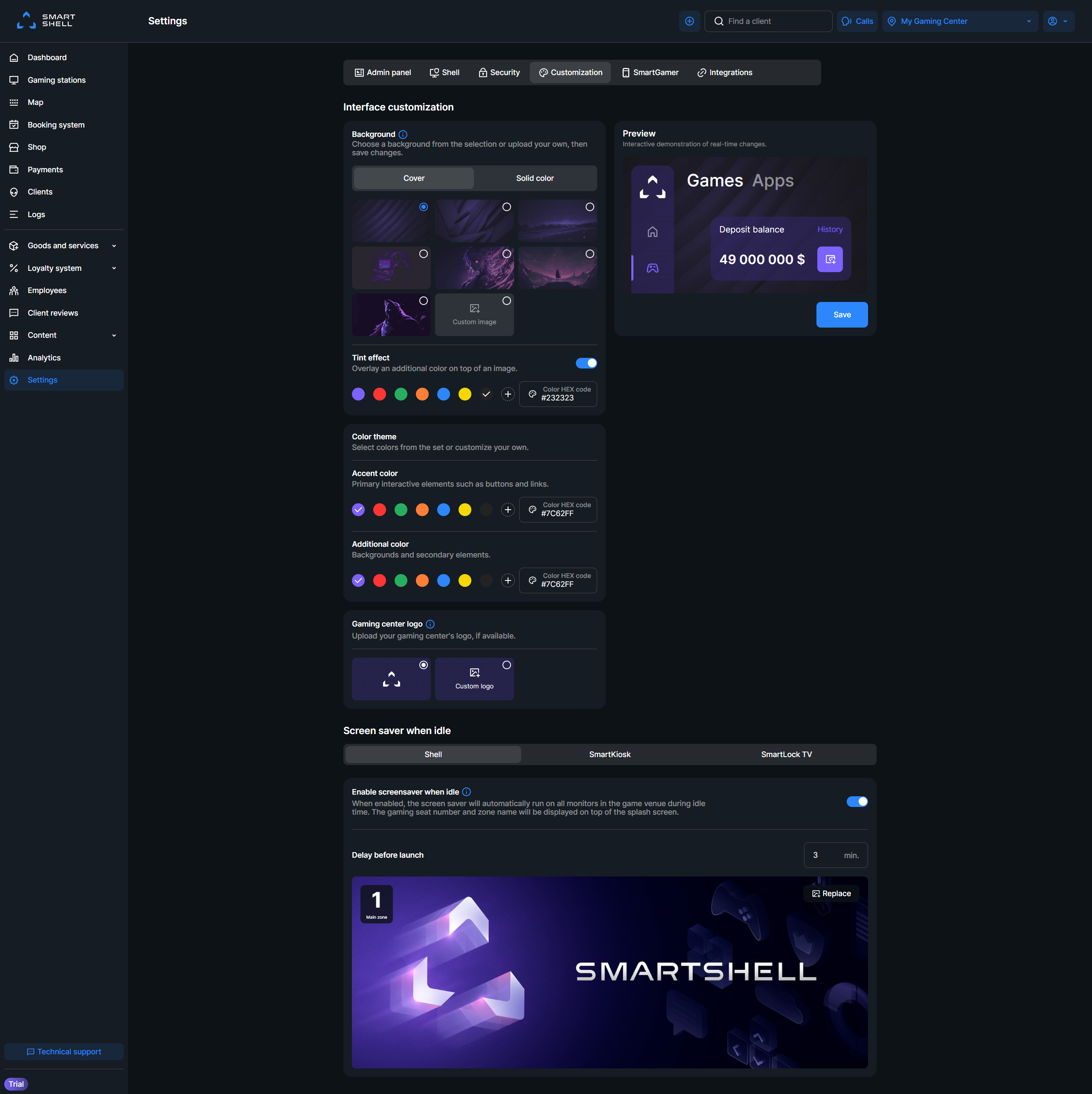 Customization in settings.png